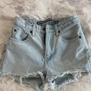 Alexander Wang Distressed Light Blue Jean Shorts